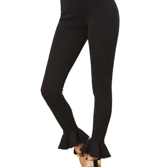 Ruffle Hem Leggings Black - Picture 4 of 4